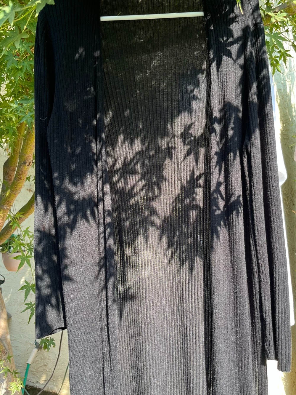 INC International Concepts Black Ribbed Open-Front Cardigan Black